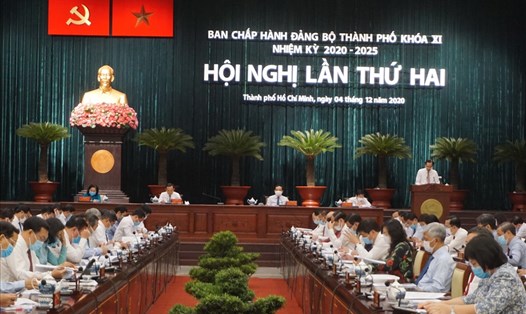 Hội nghị lần thứ 2 của Ban chấp hành Đảng bộ TPHCM khóa XI nhiệm kỳ 2020-2025.  Ảnh: Minh Quân