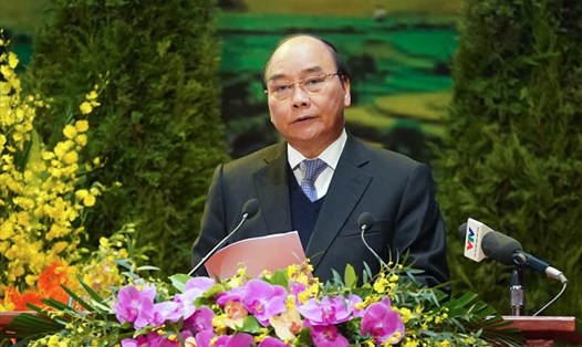 Thủ tướng Nguyễn Xuân Phúc phát biểu tại Đại hội Đại biểu toàn quốc các dân tộc thiểu số Việt Nam. Ảnh: VGP/Quang Hiếu