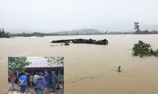 Lực lượng chức năng tiến hành khảo sát các hộ dân vùng lòng hồ Krông Pách thuợng (xã Cư San, huyện M'Đrắk, tỉnh Đắk Lắk) sau đợt mưa lũ vừa qua để lên phương án bồi thường. Ảnh: Bảo Trung