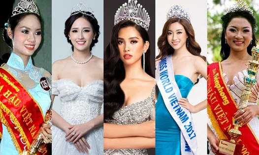 Các Hoa hậu Việt Nam được cử đi thi Miss World trong nhiều năm qua. Ảnh: SV, BTC