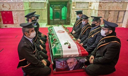 Hình ảnh trong tang lễ nhà khoa học hạt nhân Iran Mohsen  Fakhrizadeh. Ảnh: AFP.