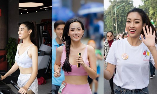 Hoa hậu Việt Nam Mai Phương Thúy, Đỗ Mỹ Linh và Lương Thùy Anh thường xuyên luyện tập thể dục để có vóc dáng tốt. Ảnh: SV