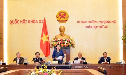 Chủ tịch Quốc hội Nguyễn Thị Kim Ngân phát biểu tại phiên họp thứ 49 của Uỷ ban Thường vụ Quốc hội. Ảnh: QH.
