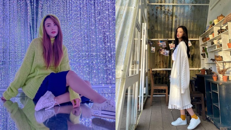 Minh Hằng, Jun Vũ mang đến cách mix&match trang phục khác nhau với giày thể thao. Ảnh: FBNV.