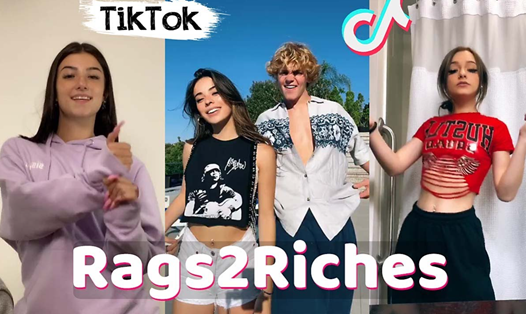 "Rags2Riches" được sử dụng nhiều trên mạng xã hội Tiktok. Ảnh: Chụp màn hình.