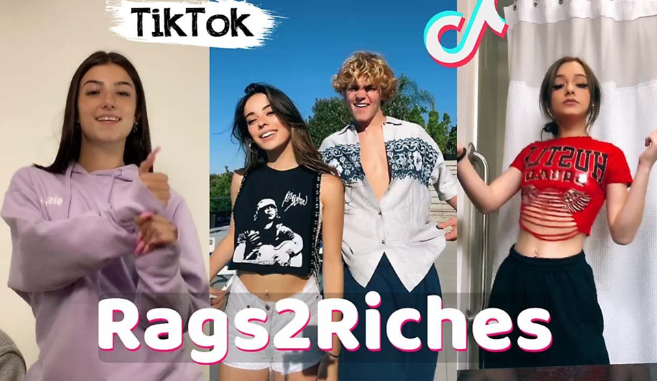 "Rags2Riches" được sử dụng nhiều trên mạng xã hội Tiktok. Ảnh: Chụp màn hình. "Rags2Riches" được sử dụng nhiều trên mạng xã hội Tiktok. Ảnh: Chụp màn hình.