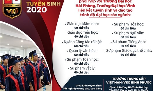 Trường Trung cấp Việt Hàn phối hợp với Trường Đại học Hải Phòng, Trường Đại học Vinh liên kết tuyển sinh và đào tạo trình độ đại học. Ảnh: NVCC