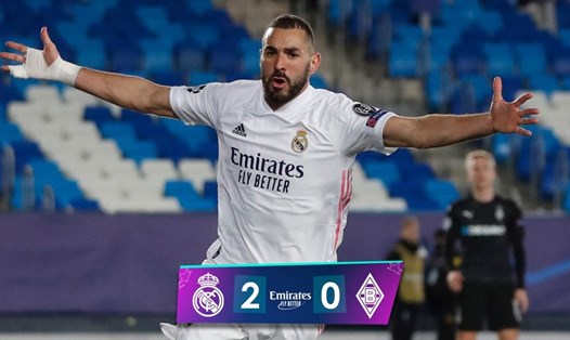 Karim Benzema tỏa sáng đúng lúc, Real Madrid đã tự quyết được số phận của mình. Ảnh: Twitter