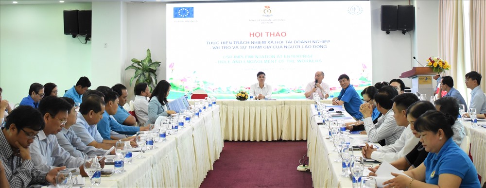 Hội thảo "Thực hiện trách nhiệm xã hội tại doanh nghiệp – Vai trò và sự tham gia của người lao động" tại TP.Cần Thơ. Ảnh: Thành Nhân