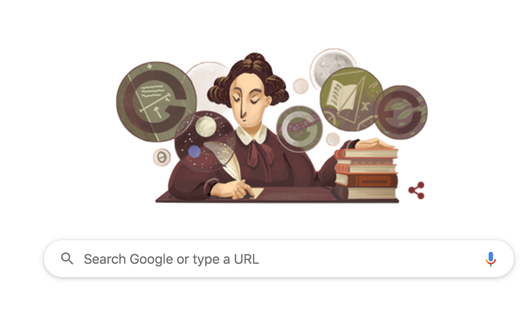 Google Doodle ngày 2.2 vinh danh nhà khoa học Scotland Mary Somerville.