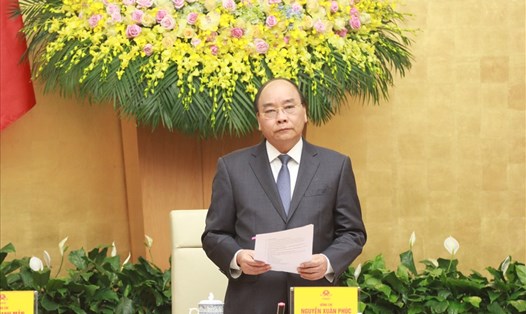 Thủ tướng Chính phủ Nguyễn Xuân Phúc phát biểu tại cuộc họp sáng 20.2. Ảnh T.Vương