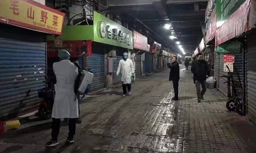 Chợ hải sản Hoa Nam ở Vũ Hán bị đóng cửa sau dịch COVID-19. Ảnh: Hoàn cầu Thời báo