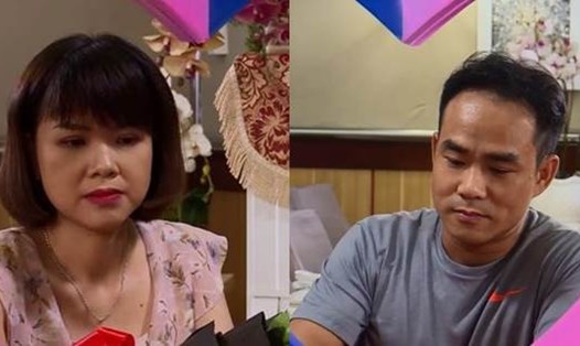 Chị Tăng Thị Kim Oanh và anh Lương Hồng Hoàng Nguyễn trong "Hẹn ăn trưa". Ảnh cắt từ clip