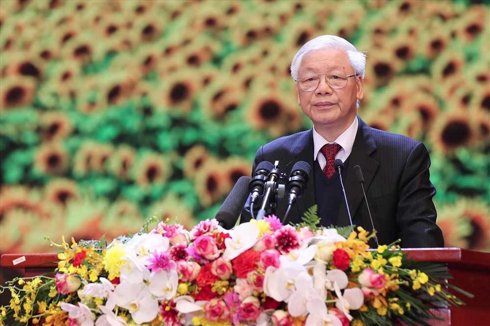 Tổng Bí thư, Chủ tịch Nước Nguyễn Phú Trọng dự lễ kỷ niệm 90 năm thành lập Đảng Cộng sản Việt Nam. Ảnh Sơn Tùng