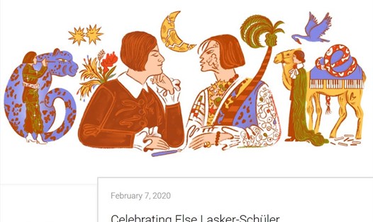 Google Doodle ngày 7.2 vinh danh nữ thi sĩ vĩ đại Else Lasker Schuler.