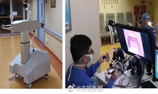 Hình ảnh Robot giúp ngăn ngừa nguy cơ lây nhiễm chéo COVID-19 ở Trung Quốc. Ảnh: Sina photo
