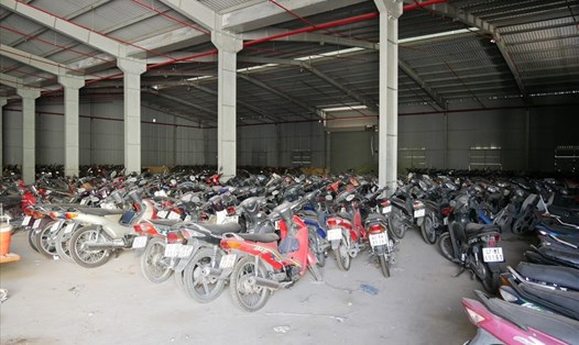 Hàng ngàn xe máy nằm "đắp chiếu" tại các bãi xe giữ xe vi phạm ở TPHCM. Ảnh Anh Tú
