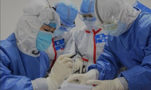 Nhân viên y tế kiểm tra thông tin của bệnh nhân tại bệnh viện dã chiến Jiangxia ở Vũ Hán. Đây là bệnh viện dã chiến  đầu tiên chủ yếu sử dụng thuốc truyền thống Trung Quốc (TCM) để điều trị cho bệnh nhân. Ảnh: Xinhua