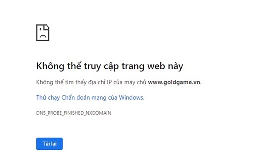 Website www.goldgame.vn của Công ty cổ phần Gold Game Việt Nam đã bị tạm dừng hoạt động (ảnh chụp màn hình).