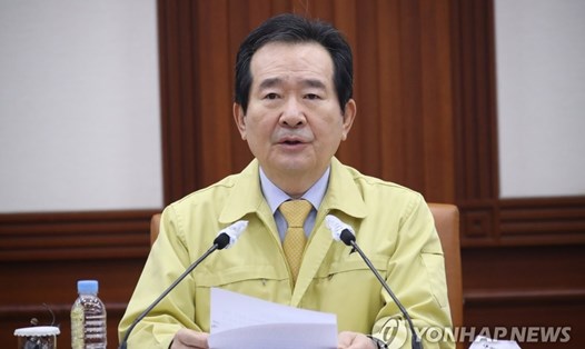 Thủ tướng Hàn Quốc Chung Sye-kyun phát biểu tại một cuộc họp ở Seoul, Hàn Quốc hôm 11.4. Ảnh: Yonhap.