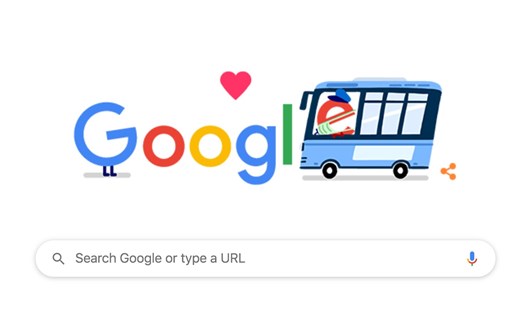 Google Doodle ngày 14.4 cảm ơn các nhân viên giao thông công cộng hỗ trợ trong dịch COVID-19. Ảnh chụp màn hình