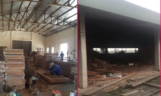 Xưởng sản xuất của Công ty Lâm Quyết trước và sau khi tố bị Đường "Nhuệ" đập phá (ảnh phải): Ảnh: Nhân vật cung cấp