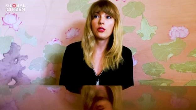 Ca sĩ Taylor Swift trong sự kiện âm nhạc "One World". Ảnh: Global Citizen