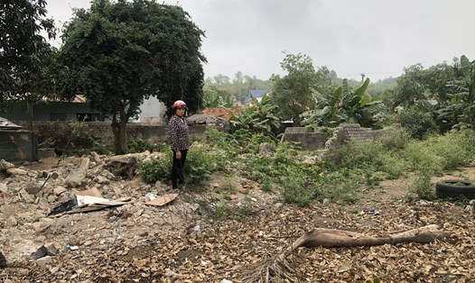 Bà Hựu trước vị trí căn nhà đã bị phá tan vào ngày 21.1.2019. Ảnh: Hải Việt