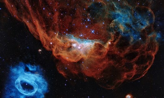 Trong bức ảnh được Hubble chụp, phần lớn hơn là tinh vân NGC 2014; bạn đồng hành của nó được gọi là NGC 2020. Ảnh: NASA