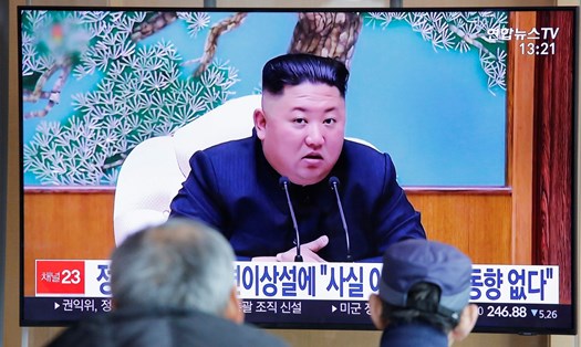 Truyền hình Hàn Quốc phát một bản tin về nhà lãnh đạo Triều Tiên Kim Jong-un ngày 21.4.2020. Ảnh: Yonhap TV