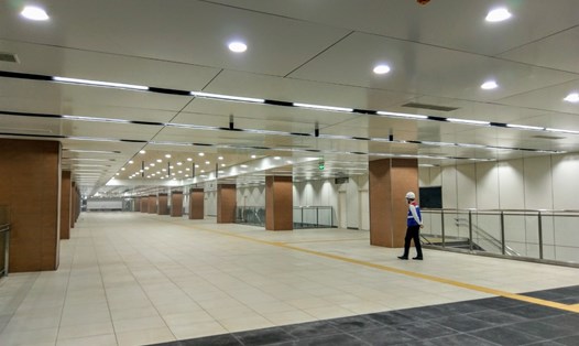 Tầng B1 ga Nhà hát Thành phố thuộc tuyến metro số 1 hoàn thành vượt tiến độ 69 ngày.   Ảnh: Minh Quân