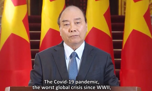 Thủ tướng gửi thông điệp tới hội nghị của WHO. Ảnh cắt từ video