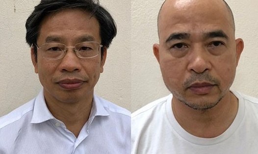 Hai bị can Sơn và Hải (từ trái qua) bị cáo buộc lạm dụng chức vụ, quyền hạn. Ảnh: BCA.