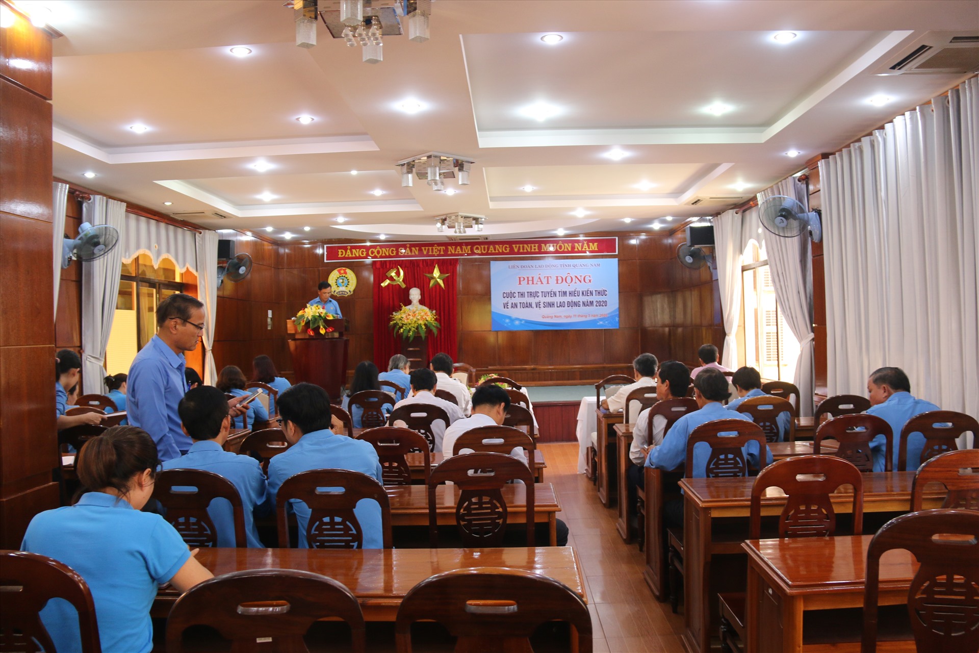 LĐLĐ tỉnh Quảng Nam phát động Cuộc thi trực tuyến “Tìm hiểu kiến thức về an toàn, vệ sinh lao động” năm 2020. Ảnh: Thanh Chung