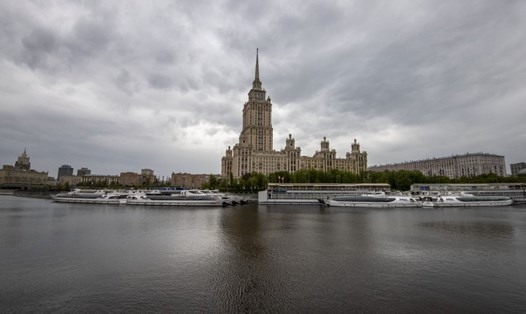 Bến tàu trên sông Mátxcơva ở trung tâm Mátxcơva, Nga hôm 10.5. Ảnh: AFP.
