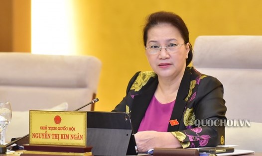 Chủ tịch Quốc hội Nguyễn Thị Kim Ngân phát biểu tại phiên họp. Ảnh Quochoi.vn