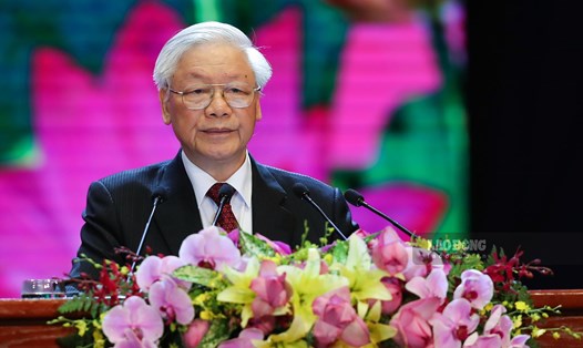 Tổng Bí thư, Chủ tịch Nước Nguyễn Phú Trọng phát biểu tại buổi lễ. Ảnh Sơn Tùng