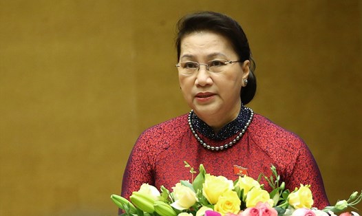 Chủ tịch Quốc hội Nguyễn Thị Kim Ngân phát biểu khai mạc kỳ họp thứ 9, QH khóa XIV sáng 20.5.   Ảnh: TTXVN