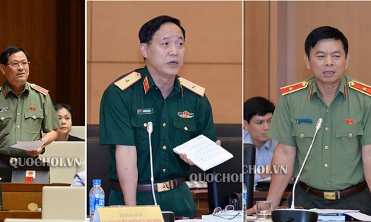 3 vị thiếu tướng tranh luận liên quan tới Dự án Luật Giám định tư pháp. Ảnh Quochoi.vn