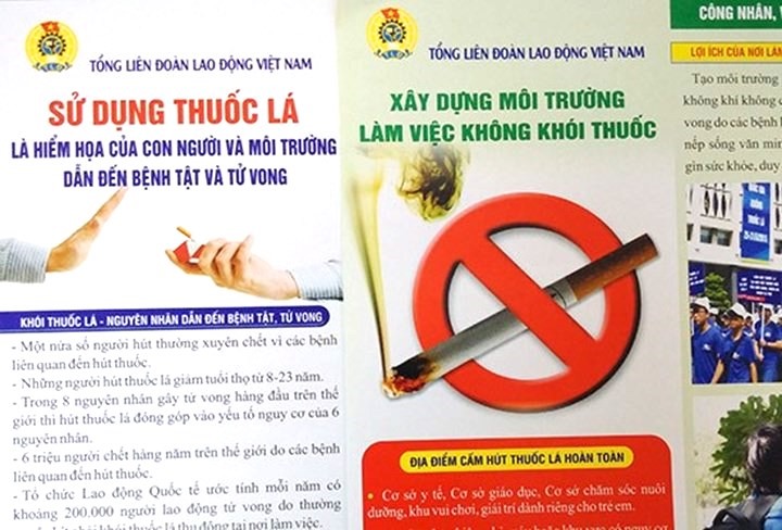 Tài liệu tuyên truyền tác hại của thuốc lá do Tổng Liên đoàn Lao động Việt Nam cung cấp cho các cấp công đoàn. Ảnh: T.L.Đ