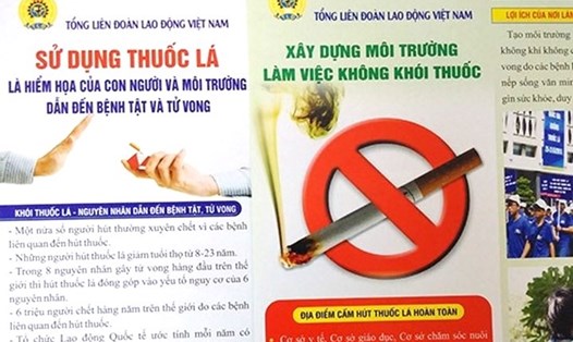 Tài liệu tuyên truyền tác hại của thuốc lá do Tổng Liên đoàn Lao động Việt Nam cung cấp cho các cấp công đoàn. Ảnh: T.L.Đ