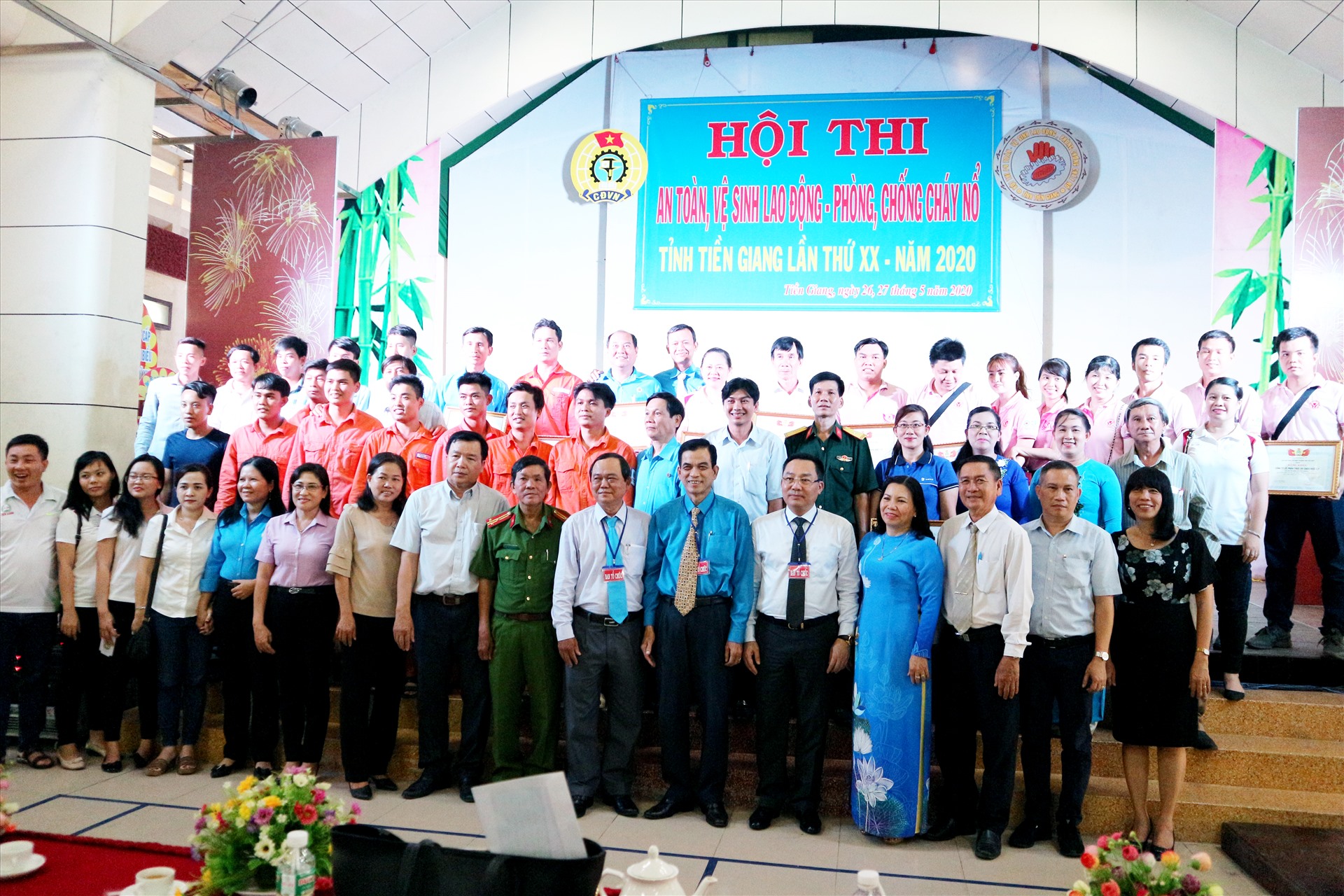 Bế mạc hội thi An toàn vệ sinh lao động và phòng chống cháy nổ tỉnh Tiền Giang năm 2020. Ảnh: Lý Oanh