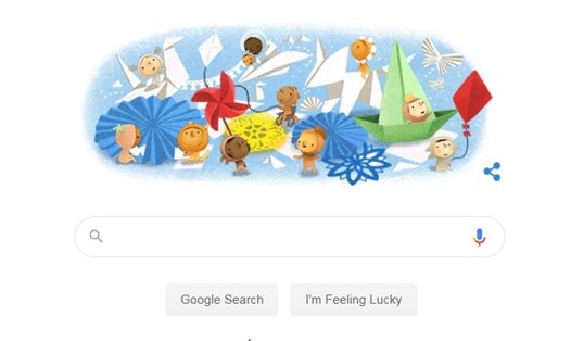 Google Doodle mừng Ngày Thiếu nhi 2020. Ảnh chụp màn hình.