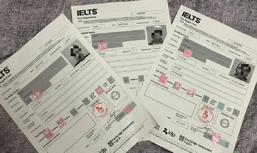 Bảng điểm thi chứng chỉ IELTS được giáo viên P.N.Q đưa lên facebook. Ảnh: Chụp màn hình