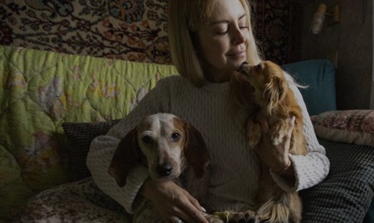 Anastasia Medvedeva, một trong những người đứng đầu dự án giúp những chú chó có thêm những người bạn và mái nhà mới giữa đại dịch COVID-19. Ảnh:AP