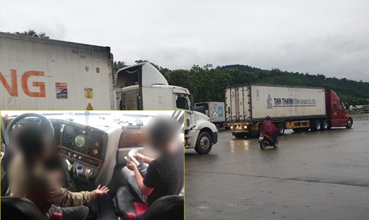 Bên trong cửa khẩu Kim Thành và cảnh tài xế phải đóng tiền mua "nốt" cho một  nhân viên của công ty Tân Hưng Thịnh.