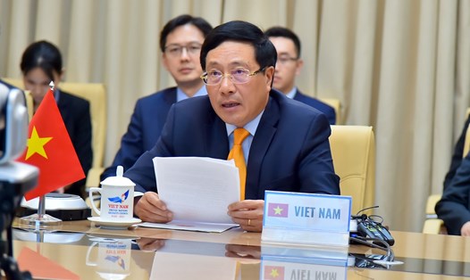 Phó Thủ tướng, Bộ trưởng Bộ Ngoại giao Phạm Bình Minh dự phiên họp. Ảnh: Bộ Ngoại giao.