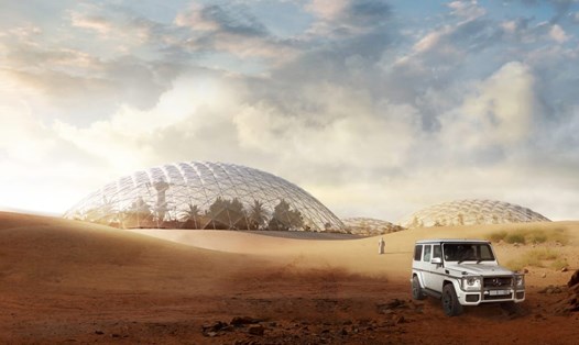 Thành phố sao Hoả dự kiến được xây dựng ở sa mạc ngoài Dubai. Ảnh: Bjarke Ingels Group