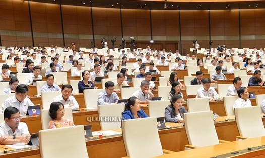 Quốc hội biểu quyết thông qua Nghị quyết bầu các Phó Chủ tịch và Uỷ viên Hội đồng Bầu cử Quốc gia. Ảnh Quochoi.vn