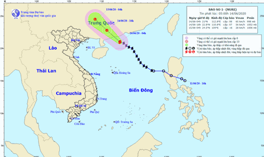 Vị trí và đường đi của bão số 1. Ảnh: nchmf.gov.vn.
